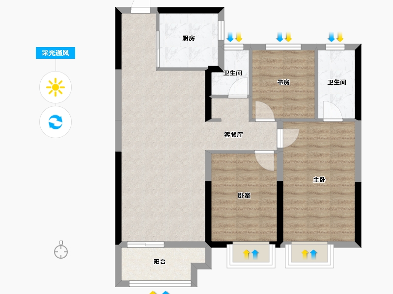 河南省-郑州市-亚星锦绣山河-81.47-户型库-采光通风