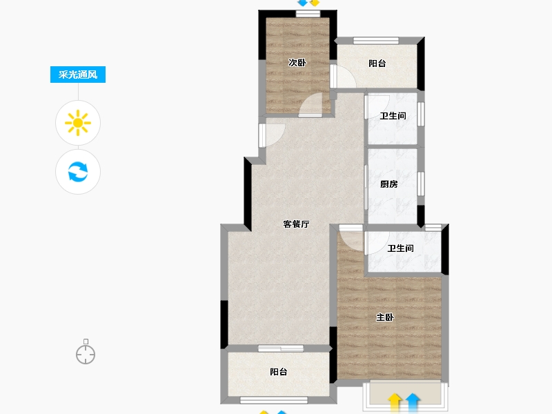 浙江省-嘉兴市-奥园玺悦府-71.20-户型库-采光通风