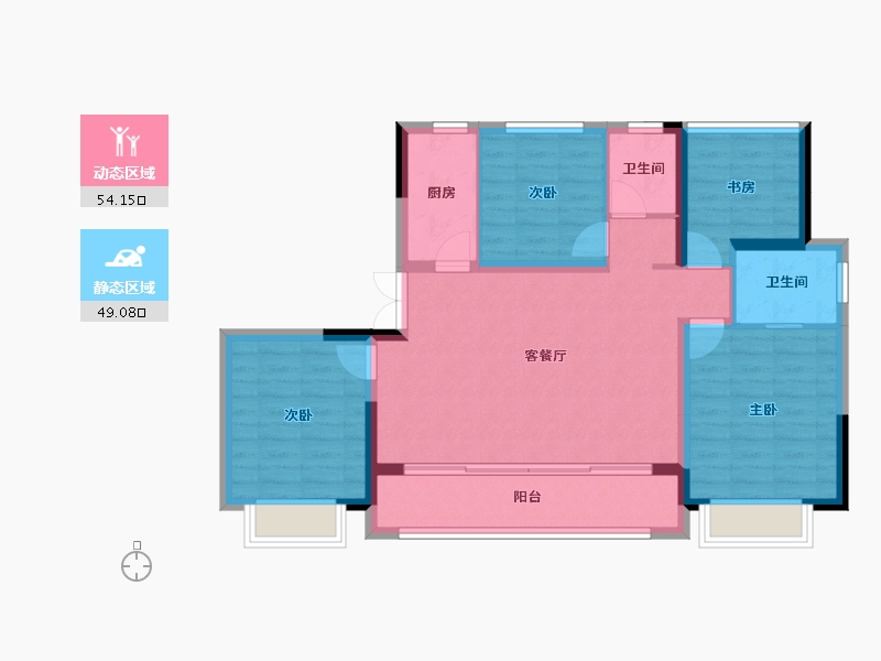 浙江省-嘉兴市-鼎仁东湖里-92.88-户型库-动静分区