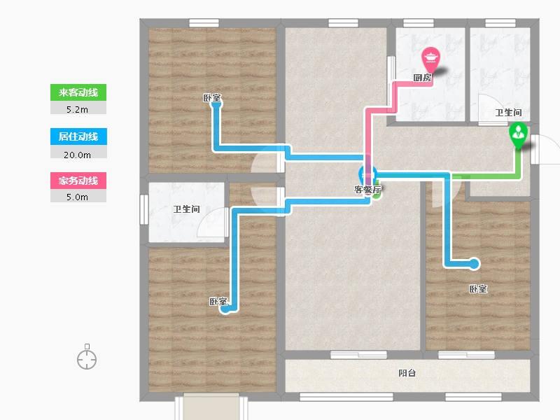 浙江省-嘉兴市-元宝湾-104.80-户型库-动静线