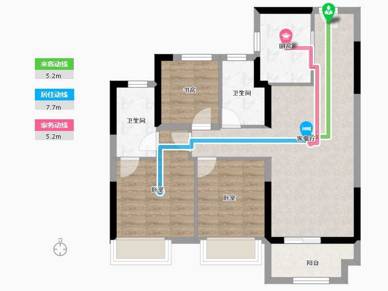 浙江省-嘉兴市-碧桂园·枫境澜庭-71.20-户型库-动静线