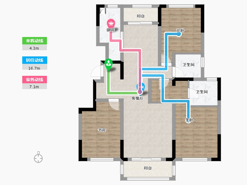 山东省-济南市-山水泉城陶然居​-107.20-户型库-动静线