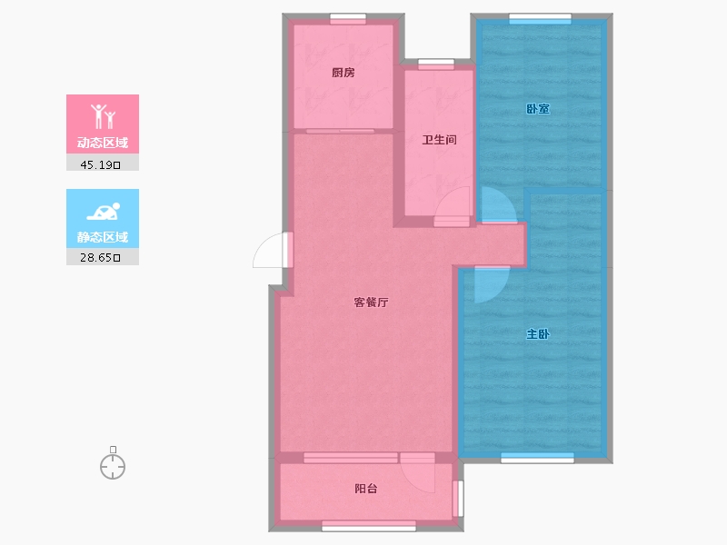 辽宁省-大连市-英伦铭筑-65.70-户型库-动静分区