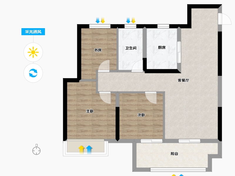 浙江省-嘉兴市-金悦学府-71.20-户型库-采光通风