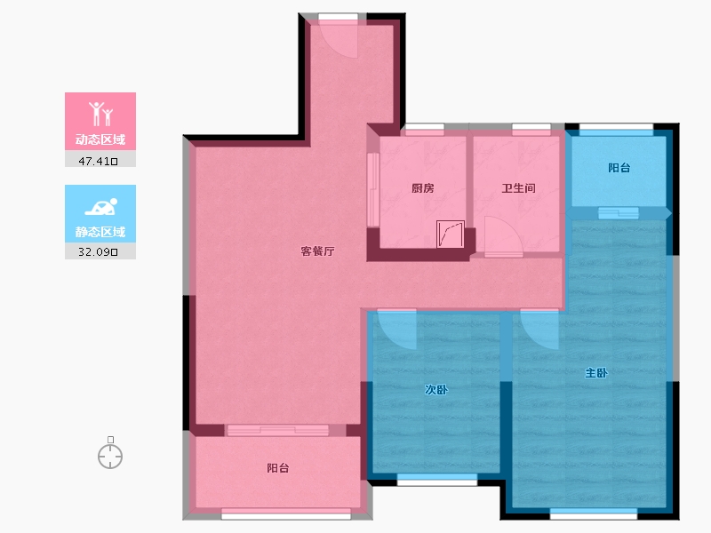 浙江省-金华市-锦溪苑-70.00-户型库-动静分区