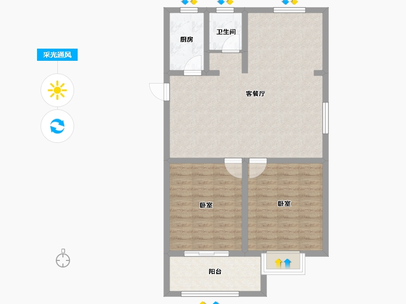 浙江省-嘉兴市-元宝湾-79.20-户型库-采光通风