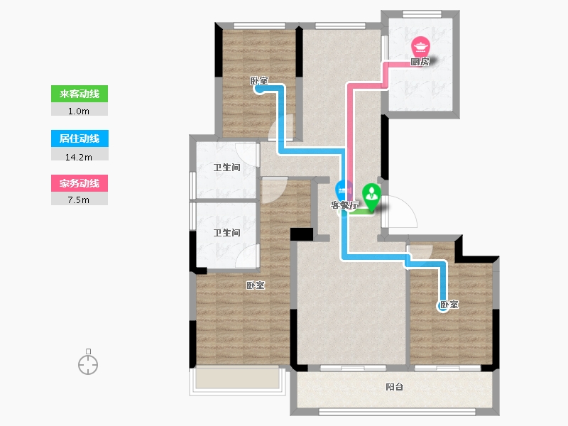 浙江省-嘉兴市-绿城濮园-105.10-户型库-动静线