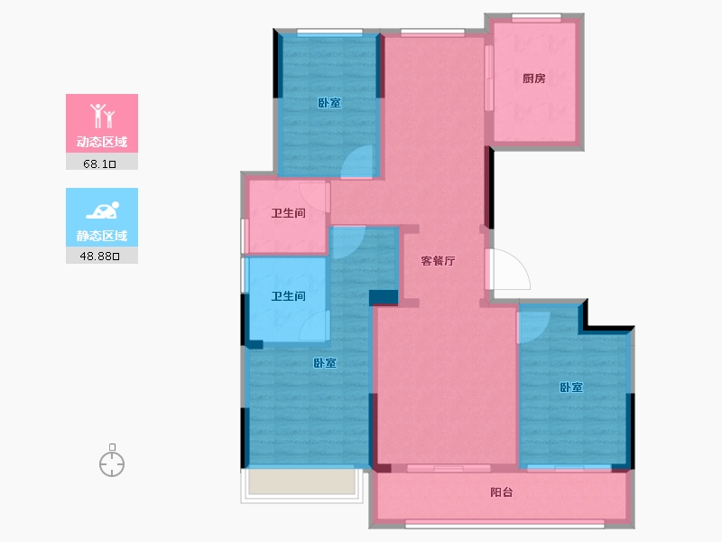 浙江省-嘉兴市-绿城濮园-105.10-户型库-动静分区