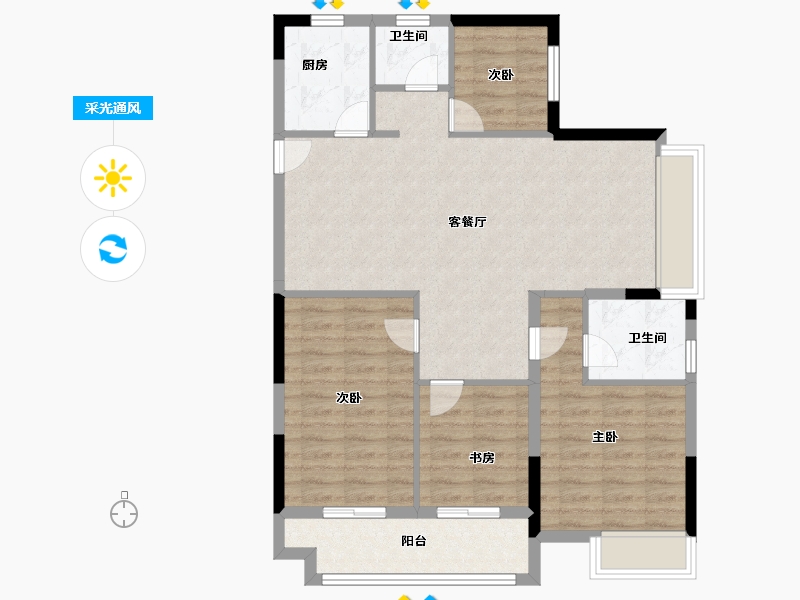 浙江省-嘉兴市-枫尚学府-92.00-户型库-采光通风