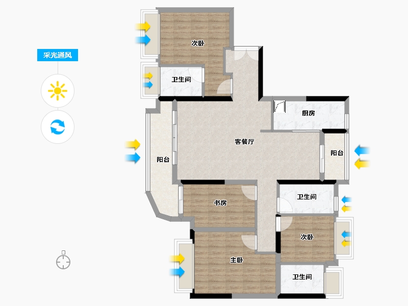 广东省-珠海市-双瑞藏珑湾-112.00-户型库-采光通风