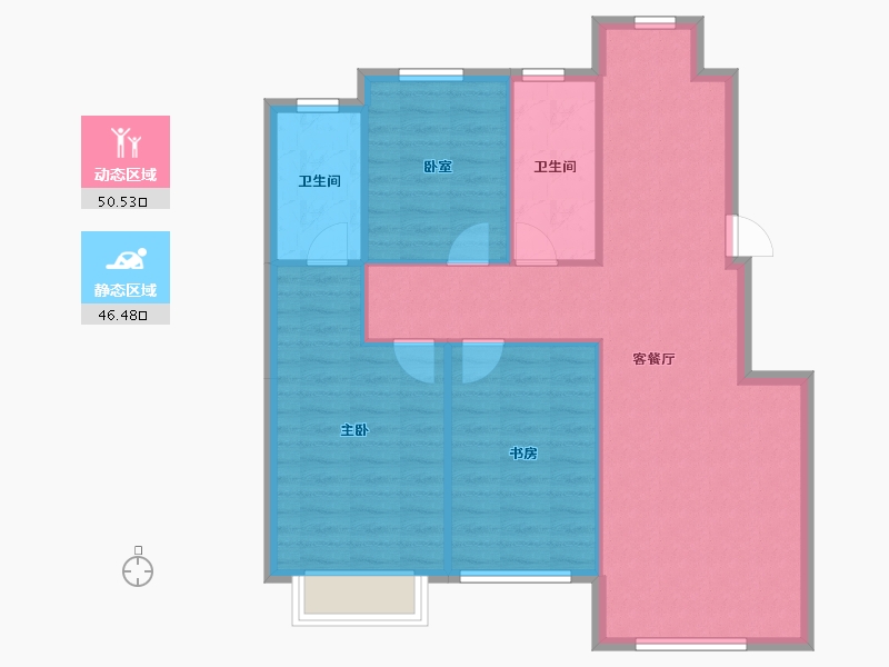 辽宁省-大连市-英伦铭筑-88.78-户型库-动静分区