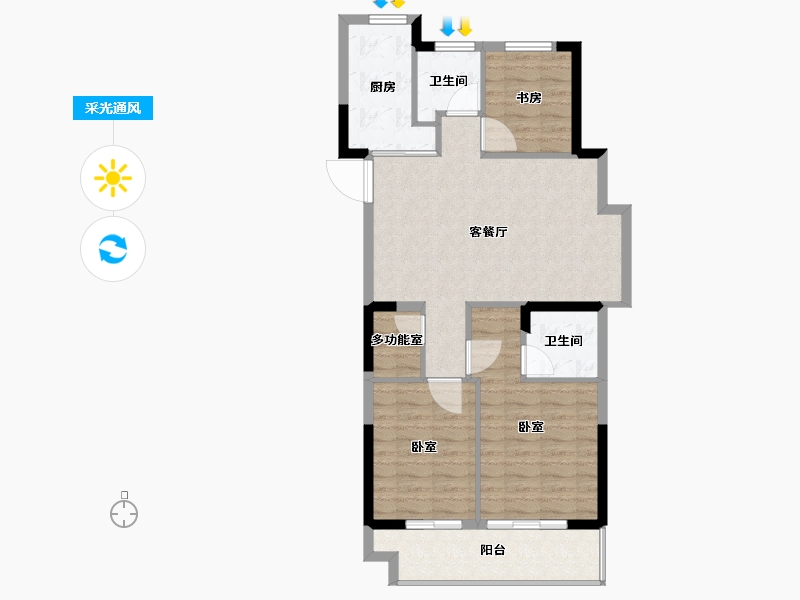 浙江省-嘉兴市-荣安·林语湖院-84.00-户型库-采光通风