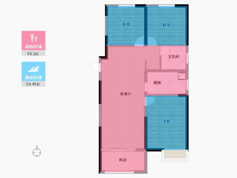 河南省-郑州市-正商兰庭华府-85.55-户型库-动静分区