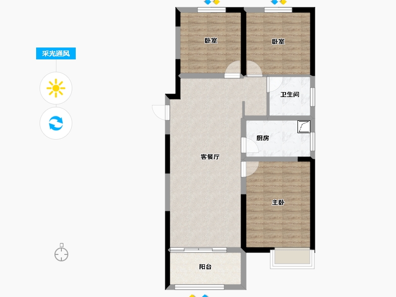 河南省-郑州市-正商兰庭华府-85.55-户型库-采光通风