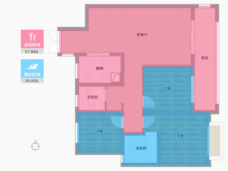 陕西省-宝鸡市-宏运海河湾-87.68-户型库-动静分区