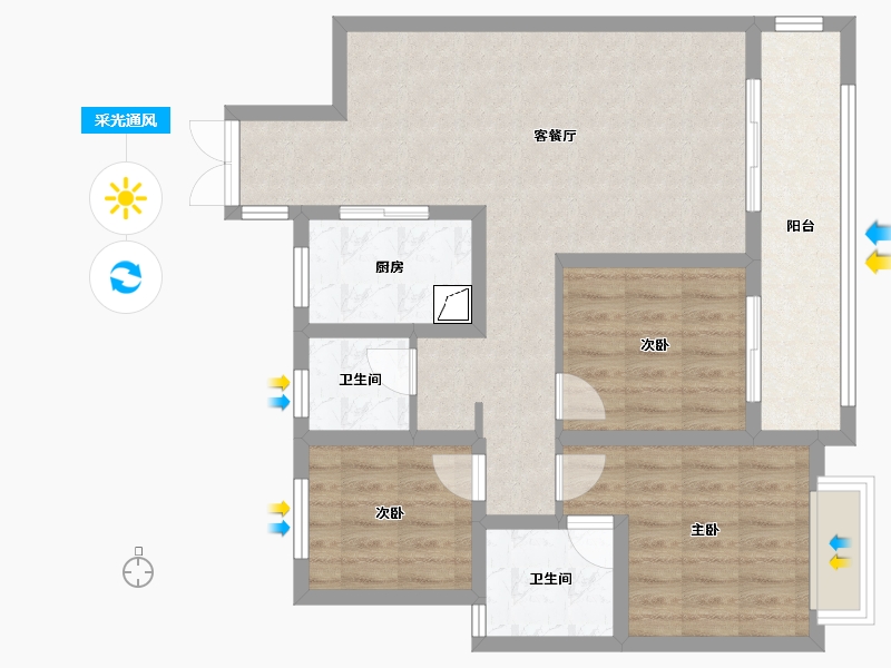 陕西省-宝鸡市-宏运海河湾-87.68-户型库-采光通风