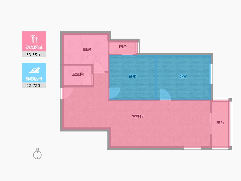 北京-北京市-甜水园东里-64.00-户型库-动静分区