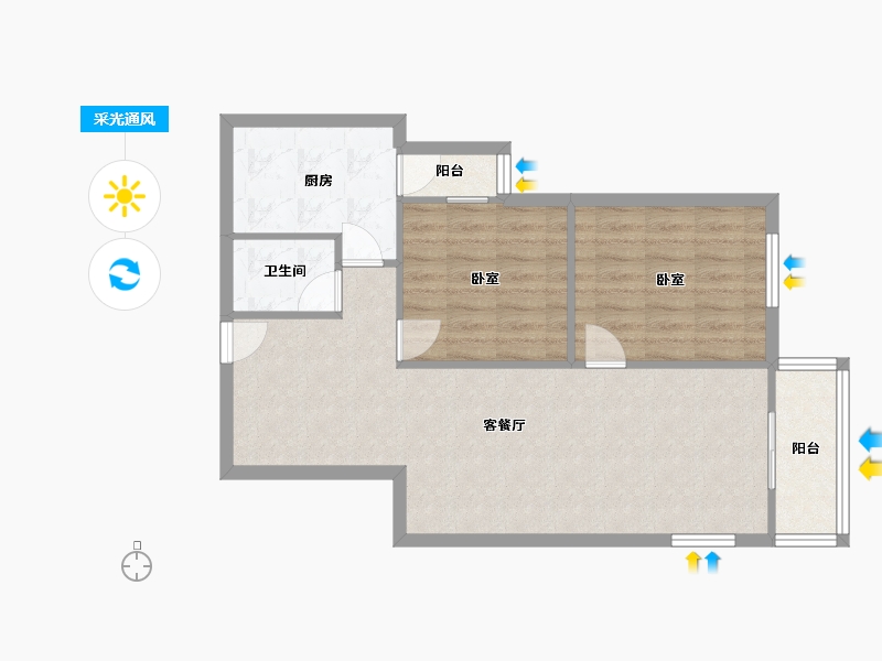 北京-北京市-甜水园东里-64.00-户型库-采光通风