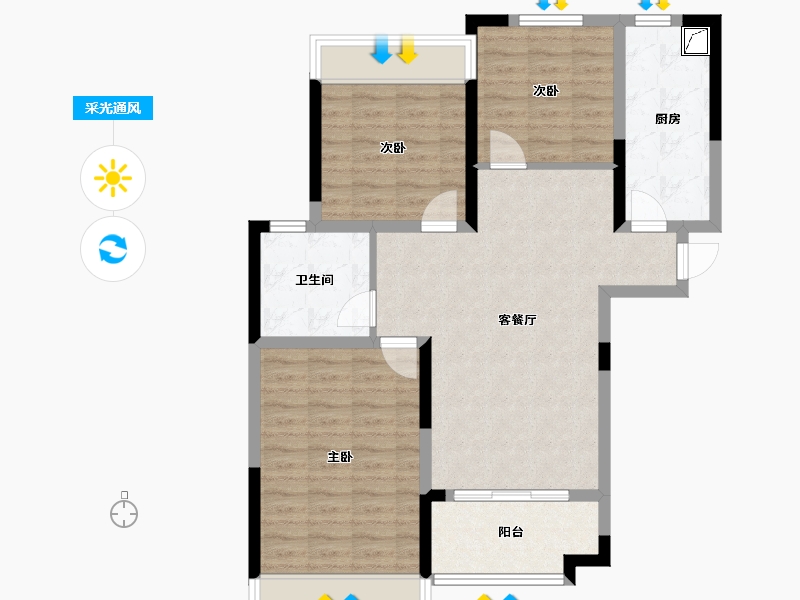 安徽省-淮北市-翡翠岛-84.91-户型库-采光通风