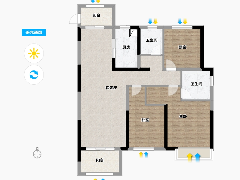 河南省-郑州市-正商兰庭华府-96.35-户型库-采光通风