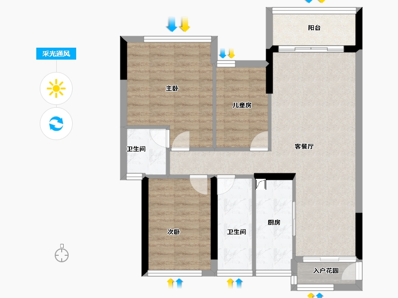 广东省-珠海市-五洲富山园-73.00-户型库-采光通风