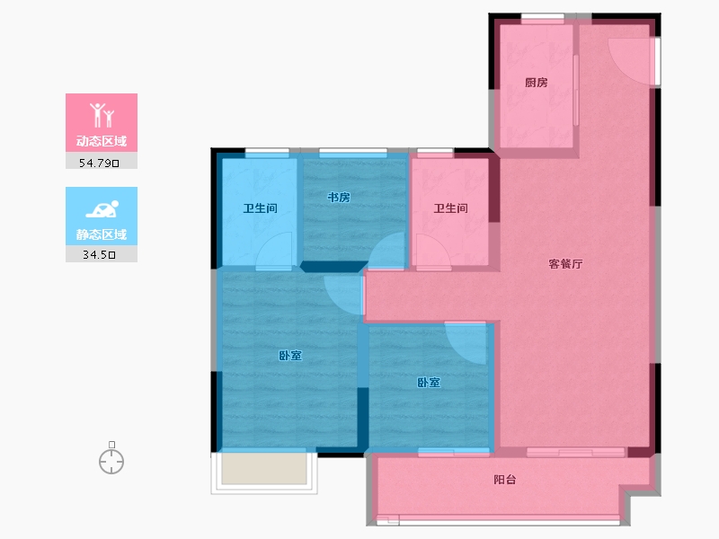 浙江省-嘉兴市-荣安·林语湖院-80.00-户型库-动静分区