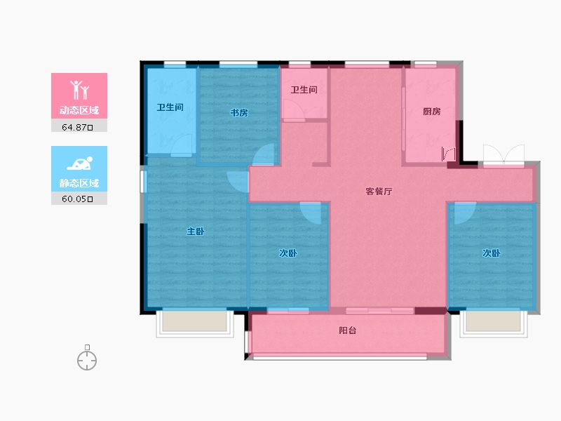 山东省-济南市-领秀城麓系洋房-114.41-户型库-动静分区