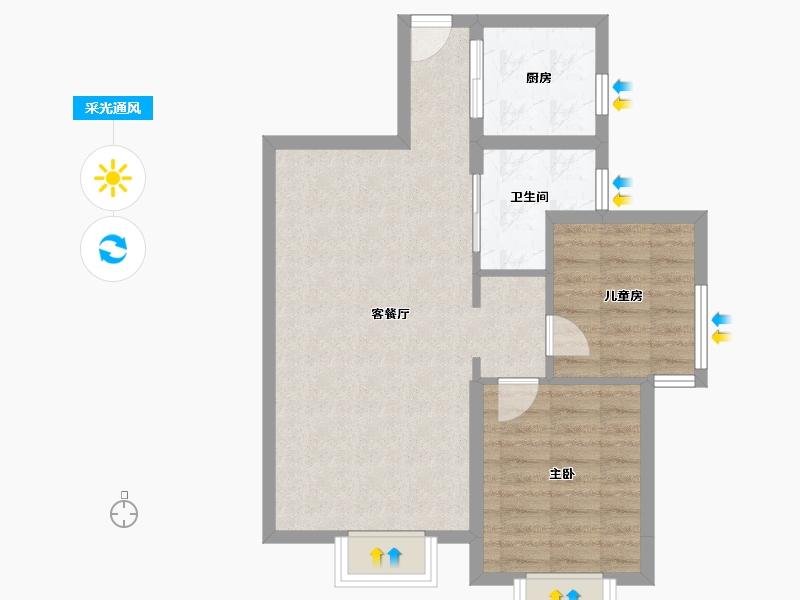 辽宁省-大连市-大连融创壹号院-62.15-户型库-采光通风