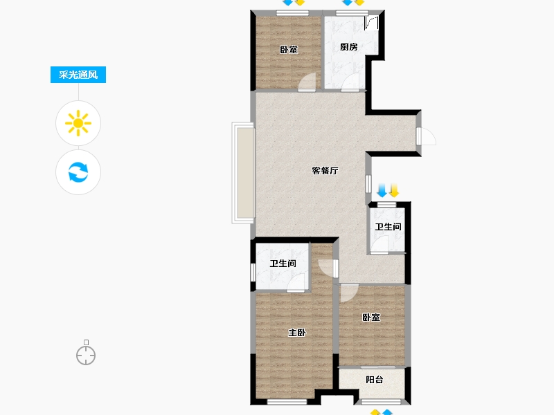 山东省-济南市-三盛璞悦湾-102.40-户型库-采光通风