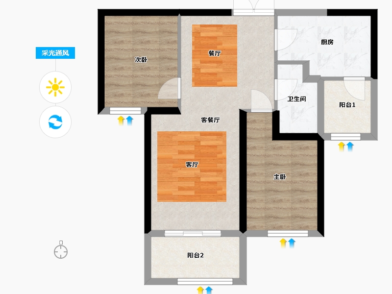 河南省-郑州市-海马公园-64.46-户型库-采光通风