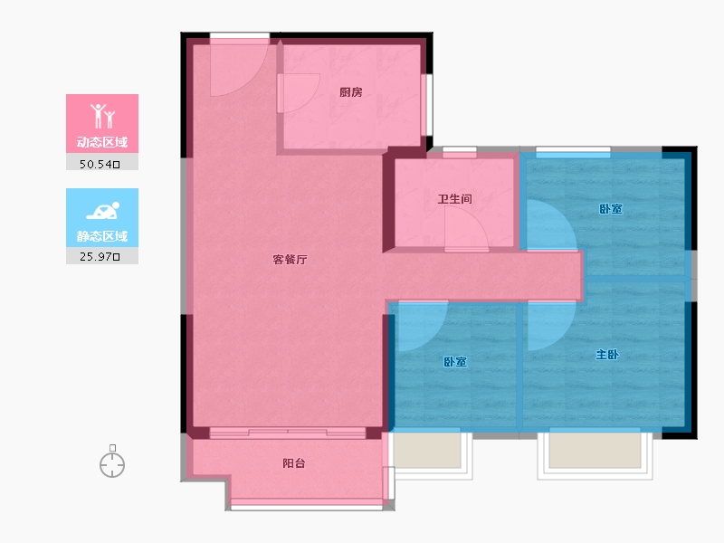 浙江省-嘉兴市-碧桂园·蔚蓝-68.80-户型库-动静分区