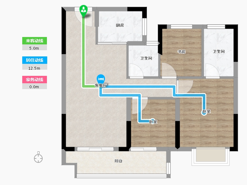 浙江省-嘉兴市-荣安·林语湖院-75.20-户型库-动静线