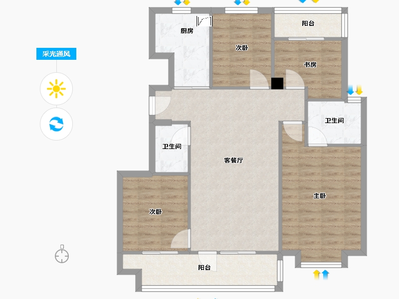 北京-北京市-路劲御河府-103.32-户型库-采光通风