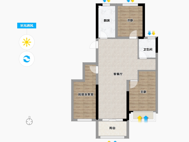 河南省-郑州市-兴港永威·和园​-77.60-户型库-采光通风