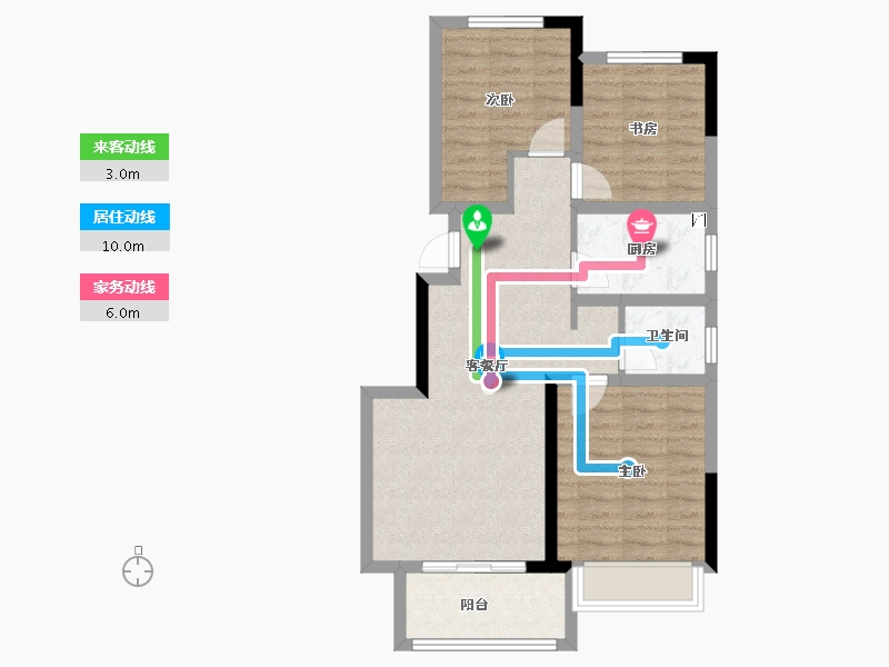 河南省-郑州市-兴港永威·和园​-70.40-户型库-动静线