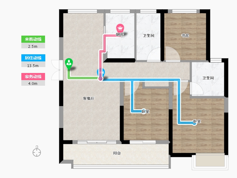 浙江省-嘉兴市-荣安·林语湖院-88.80-户型库-动静线