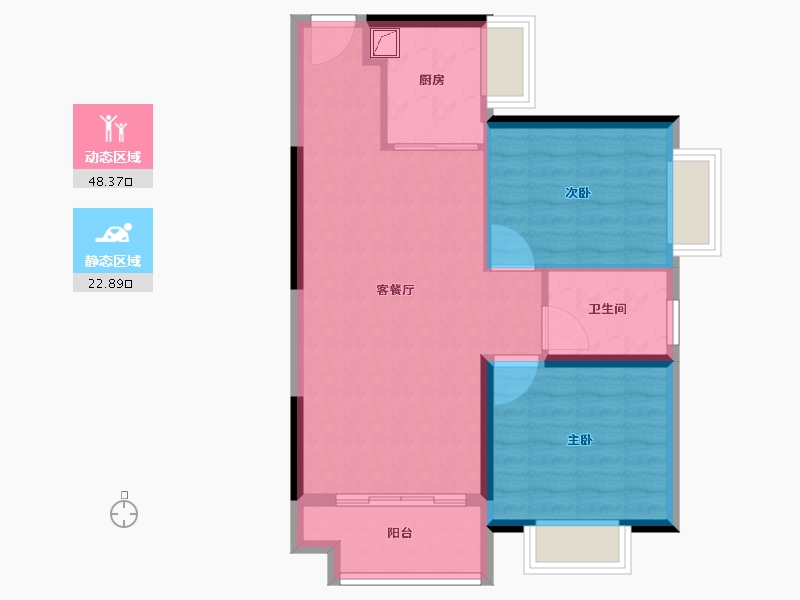 广东省-珠海市-双瑞藏珑湾-64.00-户型库-动静分区