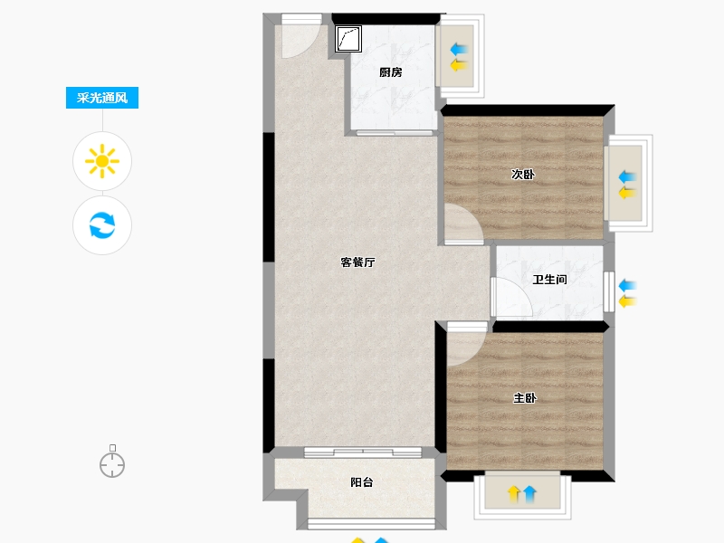 广东省-珠海市-双瑞藏珑湾-64.00-户型库-采光通风