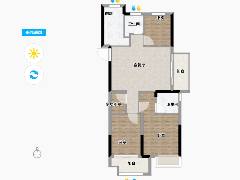 浙江省-嘉兴市-荣安·林语湖院-78.00-户型库-采光通风