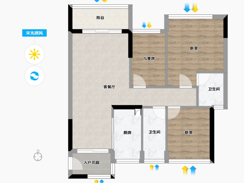 广东省-珠海市-五洲富山园-70.00-户型库-采光通风