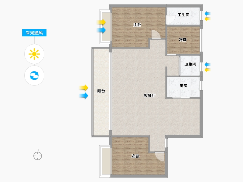 山东省-菏泽市-锦呈花园-120.00-户型库-采光通风