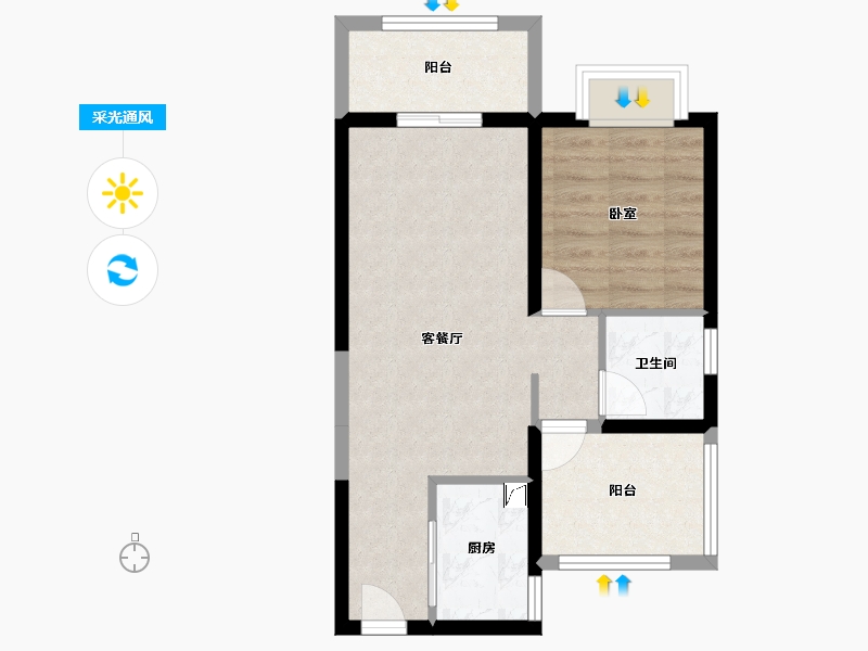 广东省-惠州市-碧桂园十里银滩维港湾-53.30-户型库-采光通风