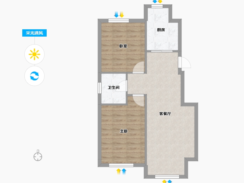 辽宁省-大连市-英伦铭筑-58.51-户型库-采光通风