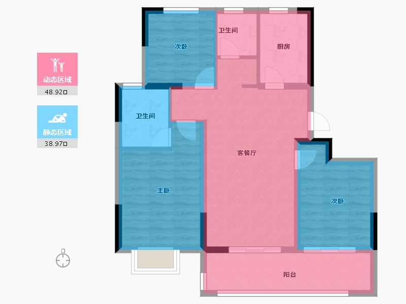 北京-北京市-南山·湾玺壹号-78.40-户型库-动静分区