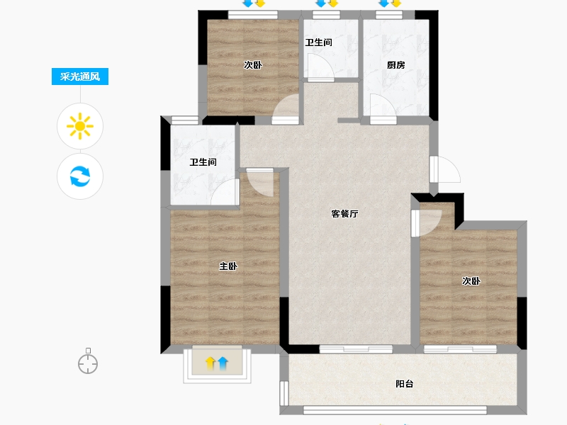 北京-北京市-南山·湾玺壹号-78.40-户型库-采光通风