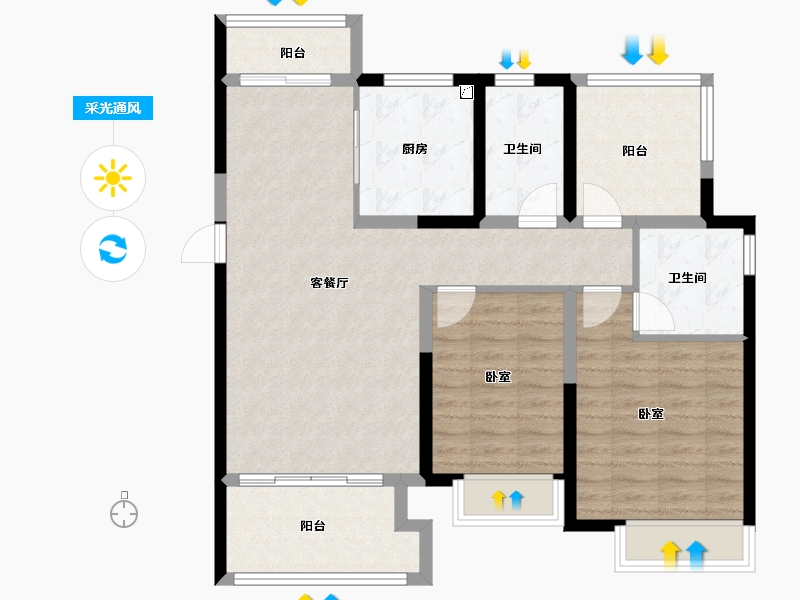 河南省-郑州市-信保·十里樾-92.00-户型库-采光通风