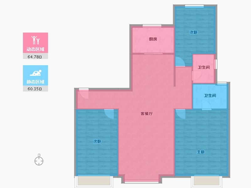 陕西省-西安市-华润紫云府-122.90-户型库-动静分区