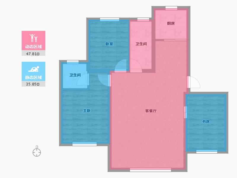 辽宁省-大连市-英伦铭筑-74.91-户型库-动静分区