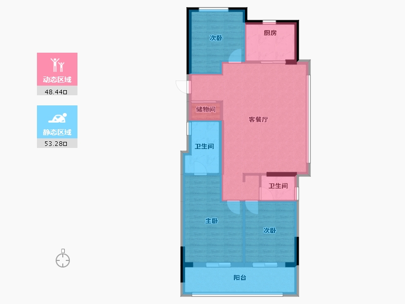 浙江省-嘉兴市-环汇商业广场臻颐府-92.00-户型库-动静分区