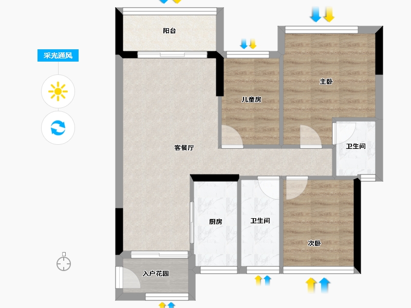 广东省-珠海市-五洲富山园-66.00-户型库-采光通风